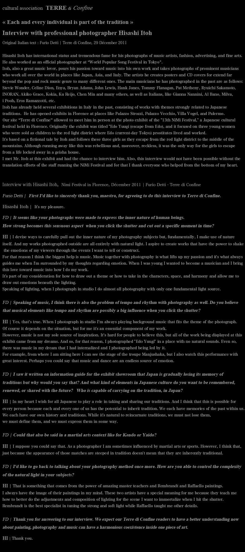 Hisashi Itoh article Italia