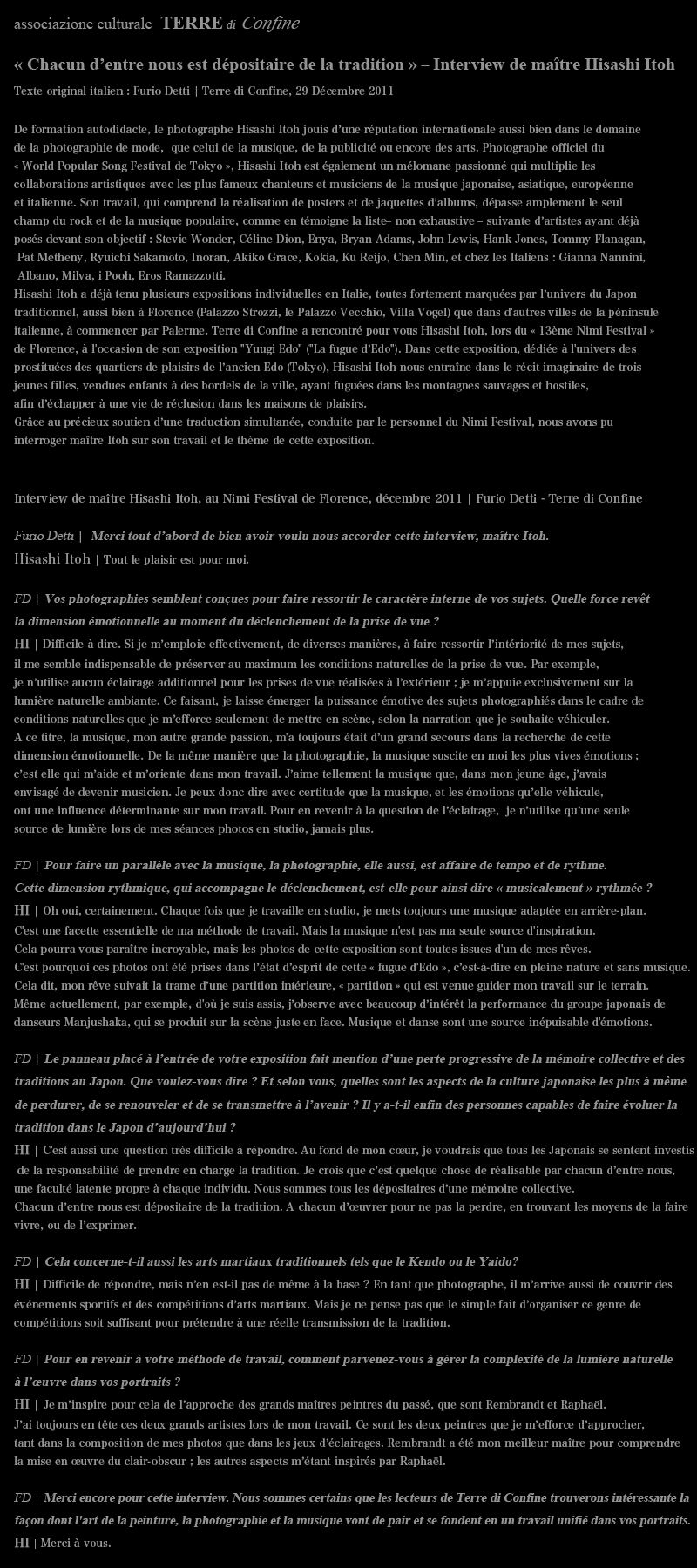 Hisashi Itoh article Italia